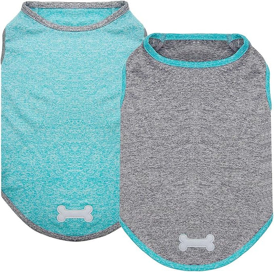 KYEESE 2 Pack Sun Protection Dog Shirts Quick Dry Soft Stretchy Dog T-Shirts with Reflective Label Tank Top Sleeveless Vest Dog Clothes for Small Medium Dogs