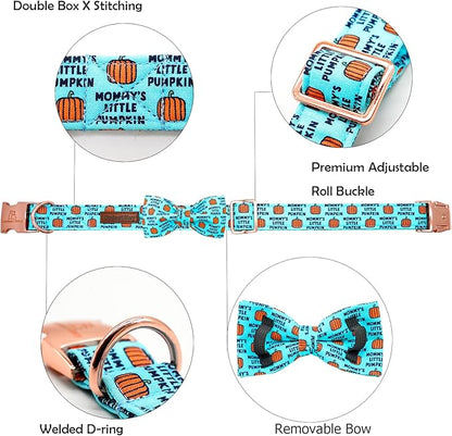 Lionheart glory Dog Collar Fall Dog Collars Halloween Pumpkin Bow Female Male Pet Collar Dogs Collar Bows Duty Adjustable Dog Bow Collars for Medium Dogs
