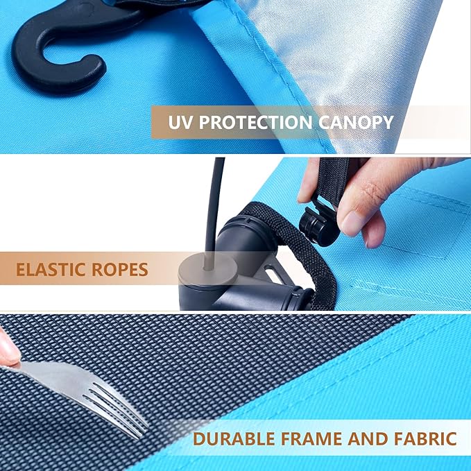 S/M/L Outdoor Elevated Dog Cot with Canopy & Side Shade for Camping Small Medium Dogs (Carry Bag)