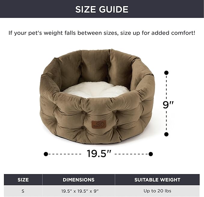 Bedsure Round Cat Beds for Indoor Cats 20x20x9inches, Oak
