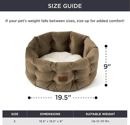 Bedsure Round Cat Beds for Indoor Cats 20x20x9inches, Oak