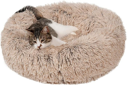 Furhaven 23" Round Calming Donut Dog Bed for Indoor Cats & Small Dogs 20 lbs 23.0"L x 23.0"W x 9.0"Th