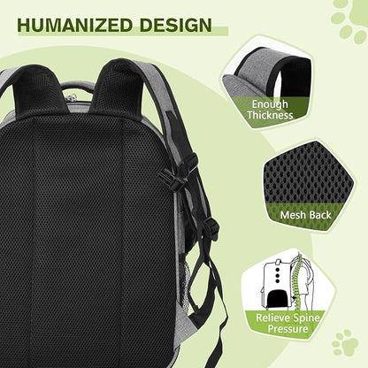 Pecute Cat Backpack with Interactive Window, Cat Backpack Carrier with Breathable Scratch-Resistant Mesh, 2 Side Openings, Backpack for Cats, Puppies or Rabbits,Great for Travel Hiking Camping