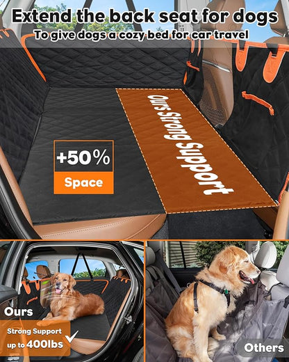 Back Seat Extender for Dogs- Dog Car Seat Cover for Back Seat Bed for Car Travel Bed with Mesh Window and Storage Pocket 330LB Waterproof