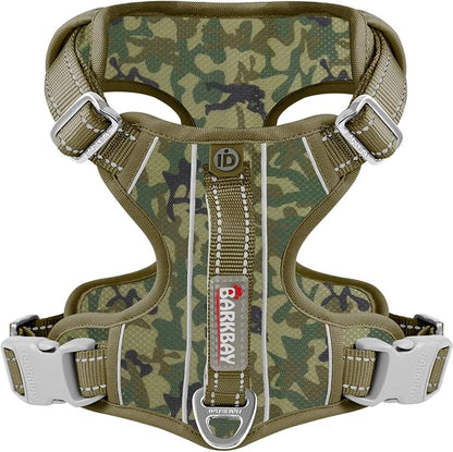 BARKBAY Dog Harness No Pull with ID Tag Pocket - Heavy Duty, Reflective, Easy Control for Large Dogs (Camo,L)