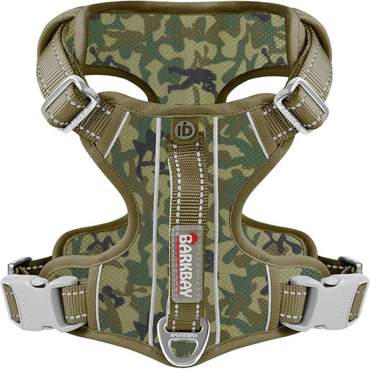 BARKBAY Dog Harness No Pull with ID Tag Pocket - Heavy Duty, Reflective, Easy Control for Large Dogs (Camo,XL)