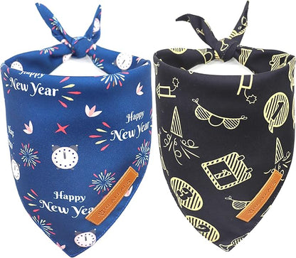 Realeaf Happy New Year Dog Bandanas 2 Pack