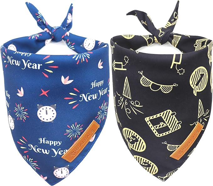 Realeaf Happy New Year Dog Bandanas 2 Pack