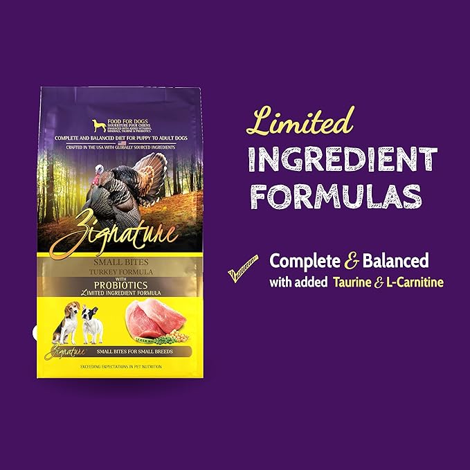 Zignature Turkey Limited Ingredient Formula Small Bites Dry Dog Food 4lb