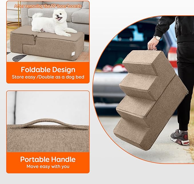 Pawque Dog Stairs for High Bed Couch & Pet Steps for Small Dogs Cats (18 inches