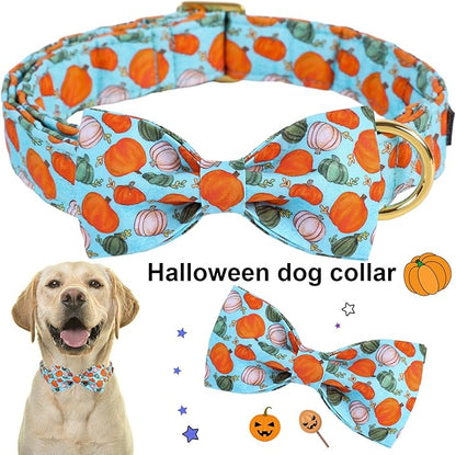 ARING PET Halloween Dog Collar Cotton Pumpkin Dog Collar with Bow