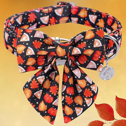 DOGWONG Fall Dog Collar with Bowtie