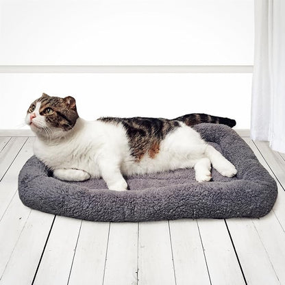 Enjoying Soft Plush Cat Bed Mat 16" x 22" Pet Cushion with Pillow Around for Dogs Cat Curling Sleep Cat Pad for Cat Carrier/Crate Dog Self-Warm Bed