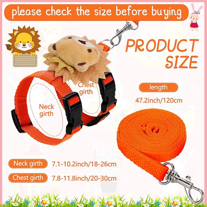 Tondiamo 4 Sets Adjustable Bunny Rabbit Harness and Leash Set Small Pet Cute Vest Harness Leash with Decoration for Bunny Ferret Small Pets (Animals)