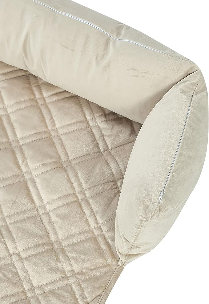 Brilliant Sunshine Premium Beige Silky Velvet Pet Sofa Bed