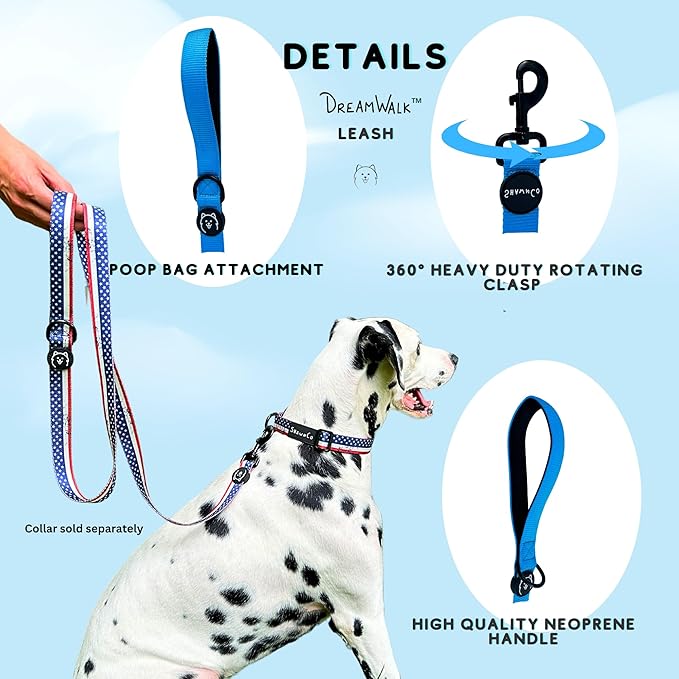 ShawnCo Dream Walk Dog Leash- Premium, Nylon Pet Leash with Soft Neoprene Handle for Small, Medium and Large Dogs (Wolf Moon, Small)