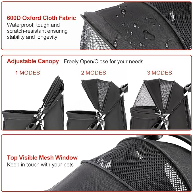 Pet Stroller 3 Wheel,