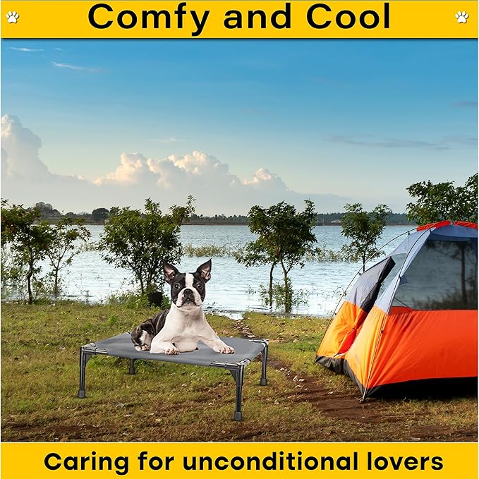 Elevated Dog Bed Raised Dog Bed Cot Bed Small Medium Large Dogs Outdoor Cooling Dog Bed Pet Cat Bed Breathable Mesh Washable (Small 22''L x 17''W)