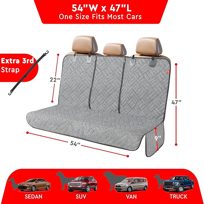 Helteko Dog Car Seat Cover for Back Seat 100% Waterproof,