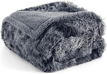 Bedsure Waterproof Dog Blankets for Large Dogs - Calming Cat Blanket for Couch Protector Washable, Long Faux Fur Pet Throw Blanket for Puppy, Reversible Furniture Protection, 50"x60", Tie-dye Grey