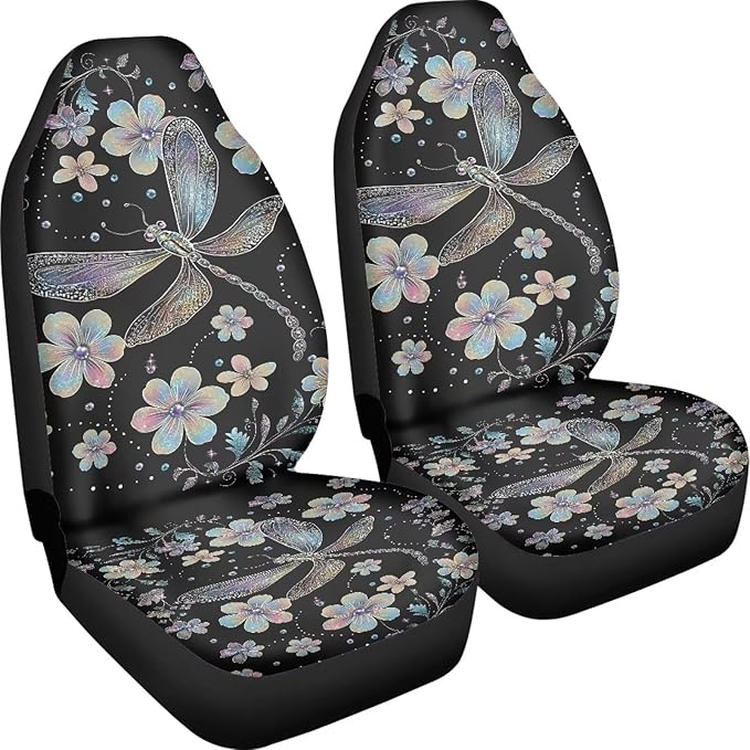 Dragonfly Flower Car Seat Covers Washable Seat Protector for Women Men Air Mesh Cloth Automotive Vehicle Seat Covers Car Accessories for Cars Interior for Cars