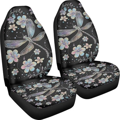 Dragonfly Flower Car Seat Covers Washable Seat Protector for Women Men Air Mesh Cloth Automotive Vehicle Seat Covers Car Accessories for Cars Interior for Cars