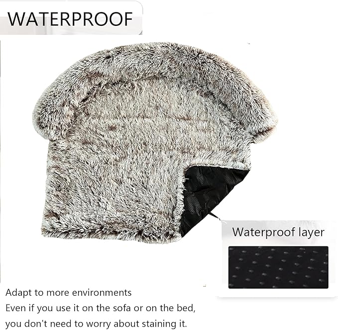 Calming Dogs/Cats Bed Fluffy Plush Dogs/Cats Mat for Furniture Protector with Waterproof Lining
