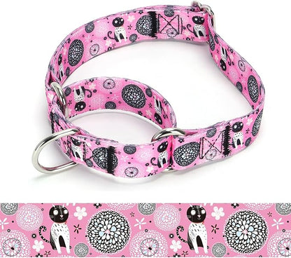 Martingale Dog Collars - Flower Multicolor Cute Patterns, Adjustable Nylon Training Dog Collar Suitable for Boy and Girl Dogs Medium Large Dogs (1, M)