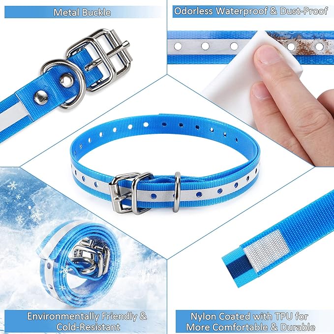 Replacement Collar Strap 3/4',Reflective,Adjustable,Metal Buckled,Waterproof