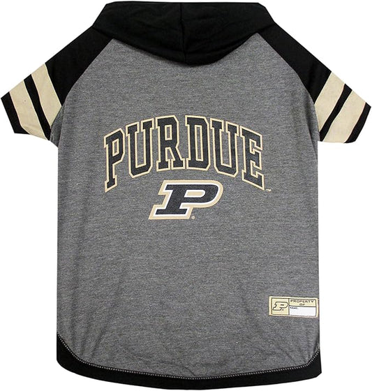 NCAA Purdue Boilermakers Hoodie for Dogs & Cats, Large Collegiate Licensed Dog Hoody Tee Shirt. Sports Hoody T-Shirt for Pets. College Sporty Dog Hoodie Shirt.