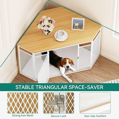 YITAHOME Corner Dog Crate Furniture with Cushion 43.7" Dog