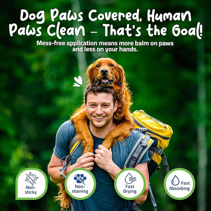 Roll-On Dog Paw Balm - Easy & Fast to Apply, Natural, Non-Toxic, Food-Grade, Lick-Safe Dog Paw Wax - Moisturizing & Soothing Protection from Snow, Hot Pavements & More - All-Season Paw Protection