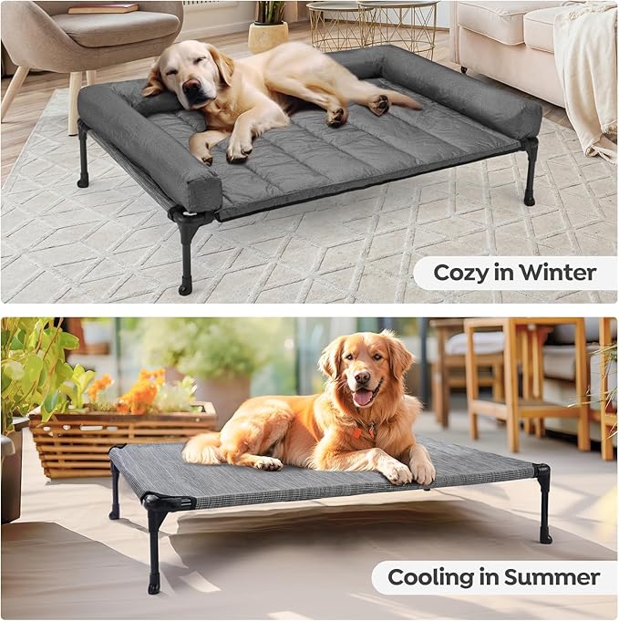 Veehoo Cooling Elevated Dog Bed + Waterproof Removable Pillow-Top Mat