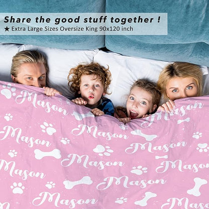 Personalized Dog Blankets Dog Paw Print Blanket Puppy Blanket 50"x40" for