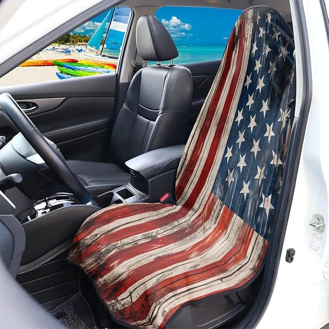 USA Flag Waterproof Towel Car Seat Cover Anti-Slip Bucket Seat Protector Washable Car Accessories Decro Universal Seat Cover for Car
