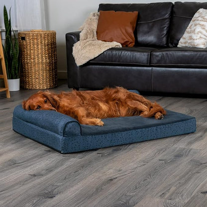 Furhaven Memory Foam Dog Bed for Large Dogs w/ Removable Bolsters & Washable Cover 95 lbs