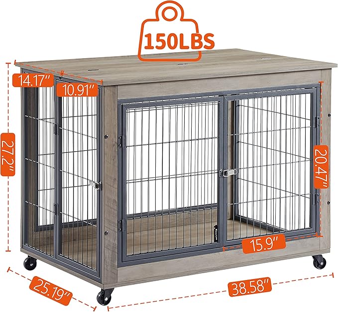 NicBex Dog Crate Furniture Dog Cage with Doors and Lift Top