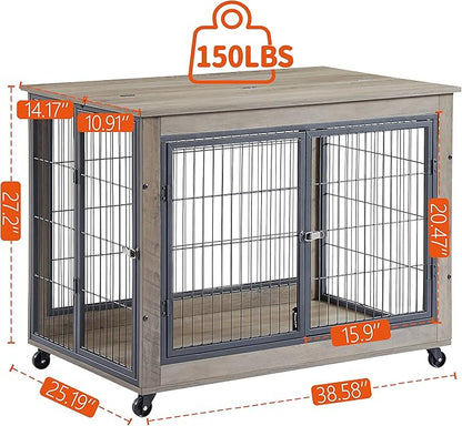 NicBex Dog Crate Furniture Dog Cage with Doors and Lift Top