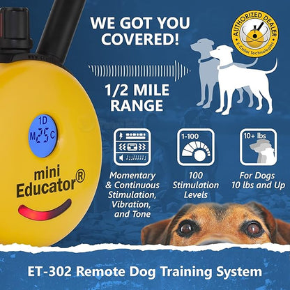Mini Educator ET-302-1/2 Mile Rechargeable Dog Trainer Ecollar with Remote for Small
