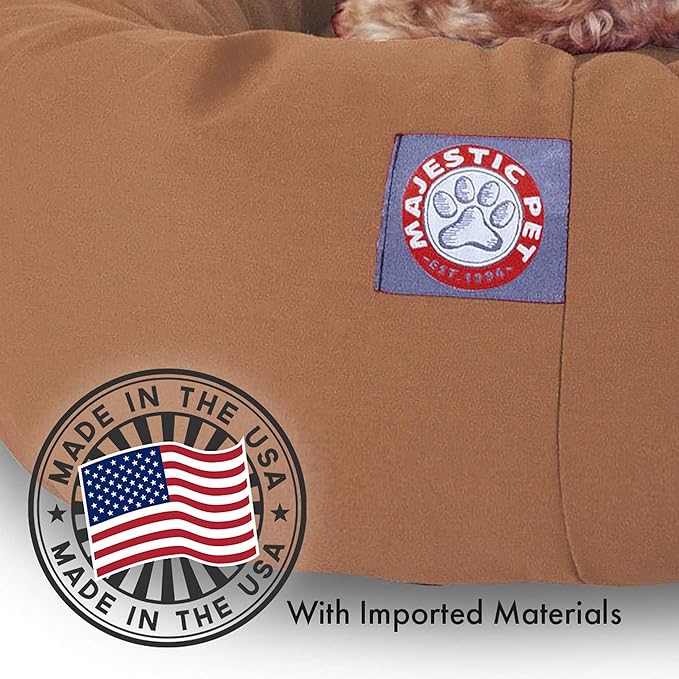 52 inch Khaki & Sherpa Bagel Dog Bed By Majestic Pet Products