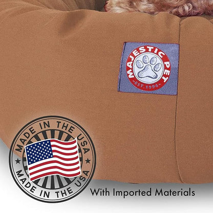 52 inch Khaki & Sherpa Bagel Dog Bed By Majestic Pet Products