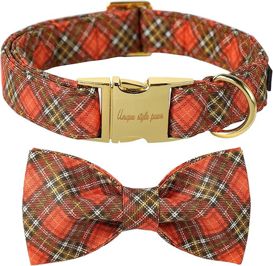Unique Style Paws Cotton Dog Collar with Bow