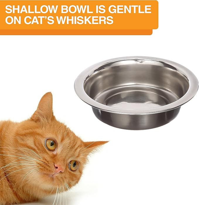 Neater Feeder - Express Model - Mess-Proof Cat Bowls (Cat, Almond) – Made in USA – Elevated, No Spill, Non-Tip, Non-Slip, Raised Stainless Steel Food & Water Pet Bowls