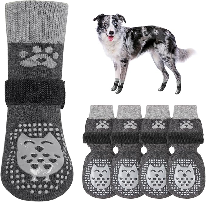 SCENEREAL Dog Socks to Prevent Licking Paws for Hardwood Floors Anti Slip