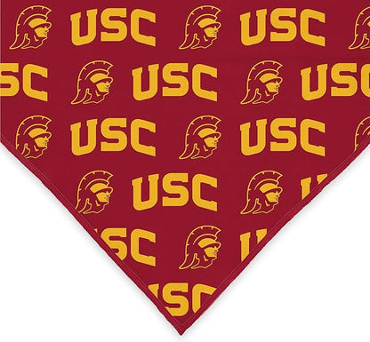 NCAA Officially Licensed Bandana for Dogs and Cats | Fits Pets Great Gift Idea | Easy-to-Tie (Large, USC Trojans)