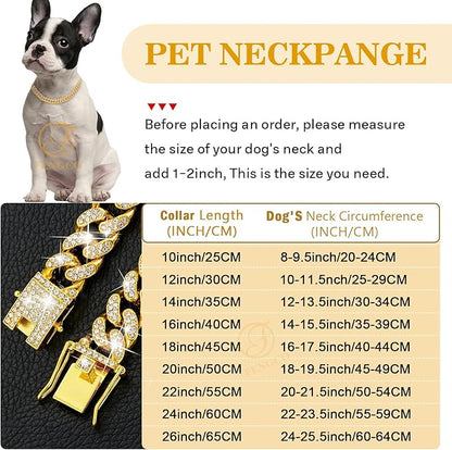Gold Dog Chain Collar Diamond Cuban Link Dog 13mm Wide Cats(20inch)