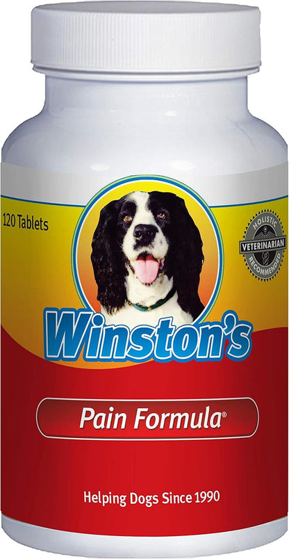 Winston's Pain Formula - for Dogs of All Ages and Sizes - 100% Natural Whole Food Supplement to Help Alleviate: Canine Arthritis, Inflammation and Joint + Hip Pain - 120 Chewable Tablets