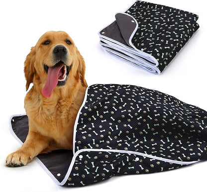 Teamoy Non-Slip Dog Blankets (Pack of 2), Waterproof Pet Fleece Pee Urine Proof Dog Blanket Cover Blanket Pad for Dogs, Puppies, Cats, Black