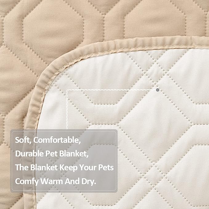 Waterproof Dog Bed Covers for Couch Protection Dog Pet Blanket Furniture Protector (82"x82",Beige+Ivory)