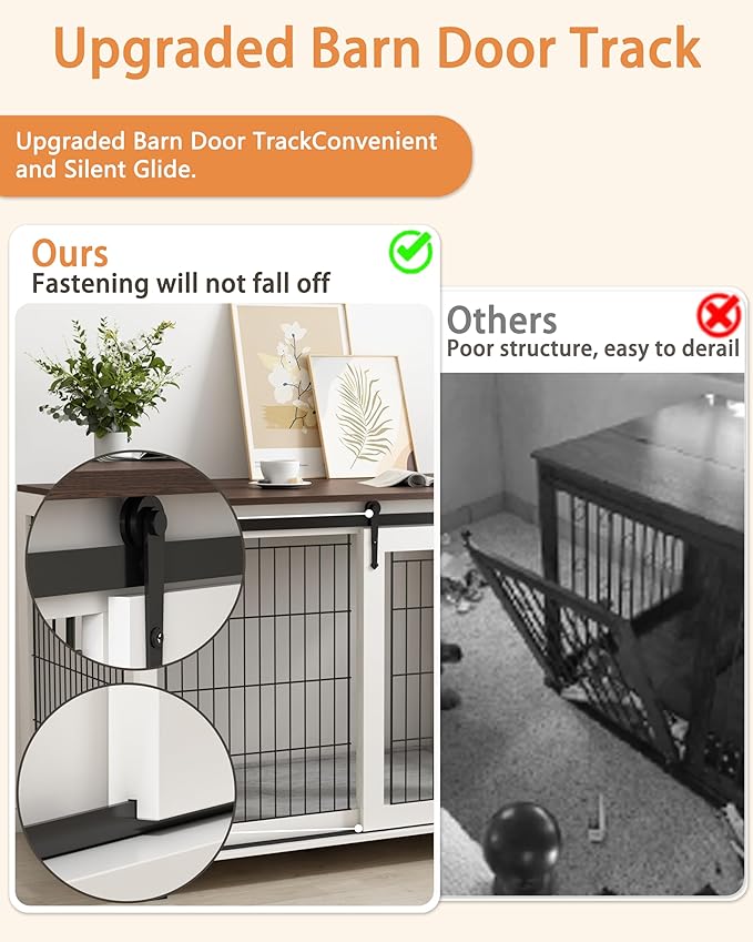 Piskyet Dog Crate Furniture Barn Door Dog Crate for Large Dogs Up to 80 lbs